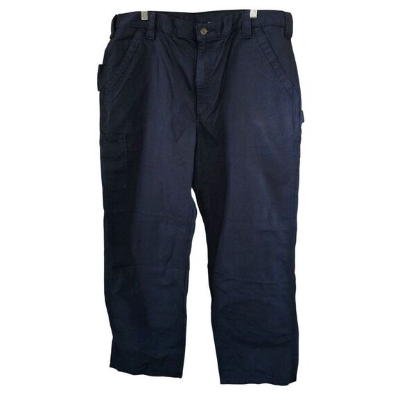 Carhartt Mens Loose Fit Canvas Utility Work Pants Navy 40x32 - Picture 2 of 9